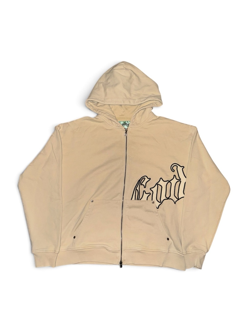 Godspeed OG Logo V2 Cream Zip-Up Hoodie